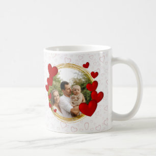 Mug Élégant Valentines, Amour, Anniversaire Coeur Roug