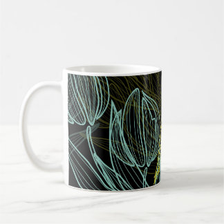 Mug Élégant vert, bleu tulips motif