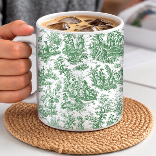 Mug Élégant Vert Toile De Jouy Vintage Français