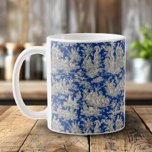 Mug Elégant vintage bleu foncé toile de jouy