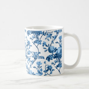 Mug Élégant Vintage bleu Rose floral chic