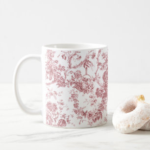 Mug Élégant Vintage Français gravé Floral Toile-rose