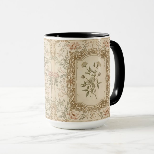 Mug Elegant Vintage French Engraved Floral  Pattern (Devant droit)