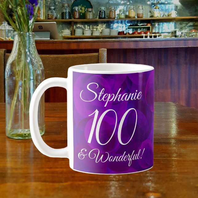 Mug Elégant violet 100 et merveilleux anniversaire (Créateur téléchargé)