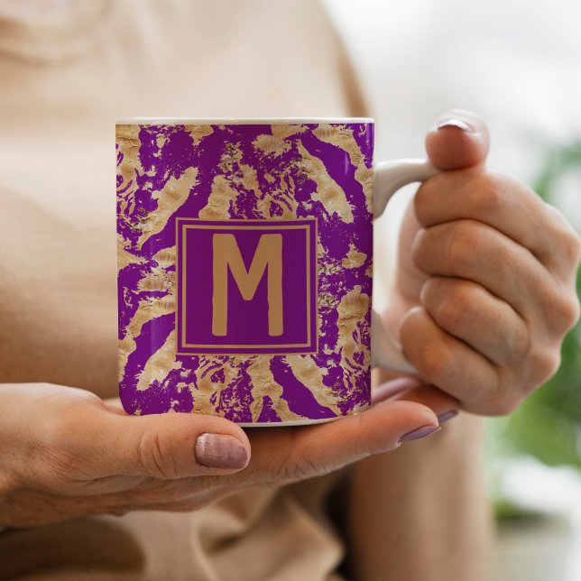 Mug Élégant violet rustique marbre or Personnalisé Mon (Créateur téléchargé)