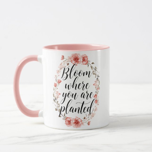 Mug Elegant Watercolor Botanical Message (Gauche)