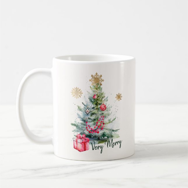Mug Elegant Watercolor Botanical Snowflake Christmas (Gauche)