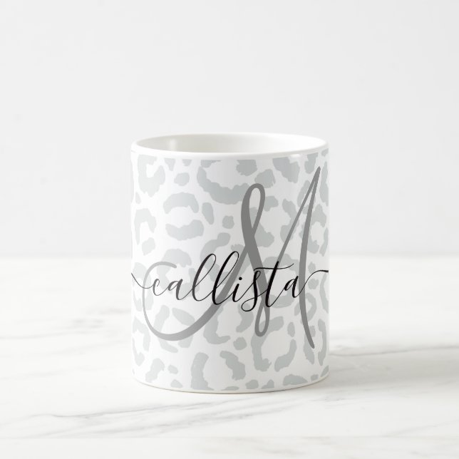 Mug Elegant White Gray Leopard Cheetah Animal Print (Centre)