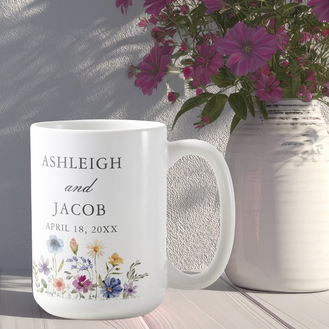 Mug Elegant Wildflower Wedding Anniversary Custom (Créateur téléchargé)