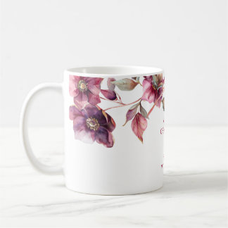 Mug Elegant Winter Hellebore Floral Burgundy Wedding