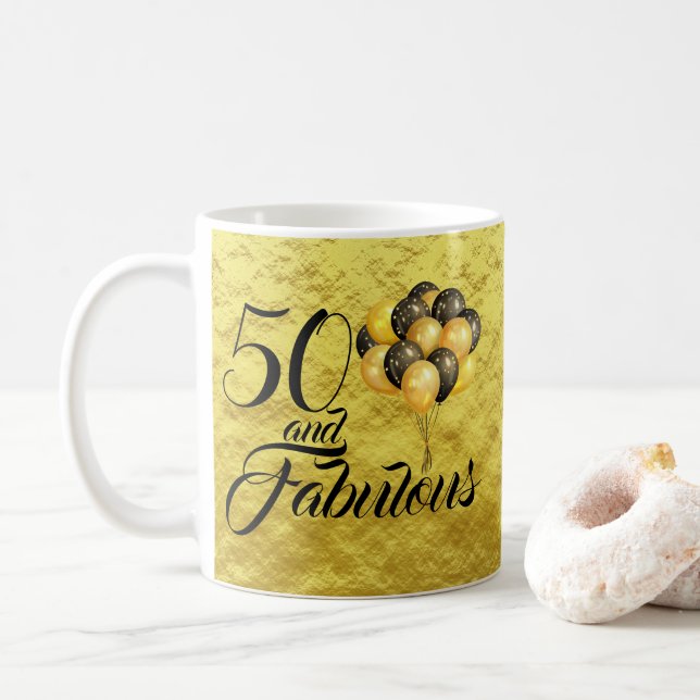 Mug Élégante 50e anniversaire Gold Foil Typographie no (Avec donut)