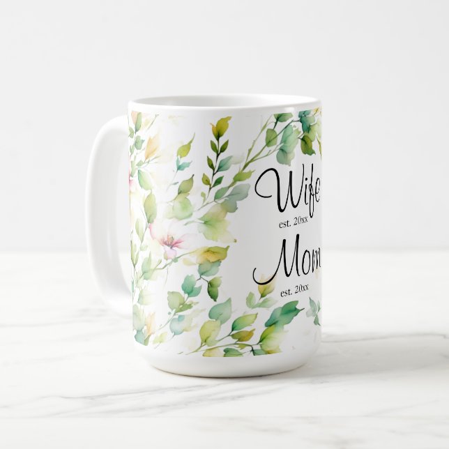Mug Elégante aquarelle botanique fleurs sauvages Best  (Devant gauche)