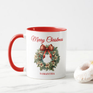 Mug Elégante aquarelle couronne de Noël