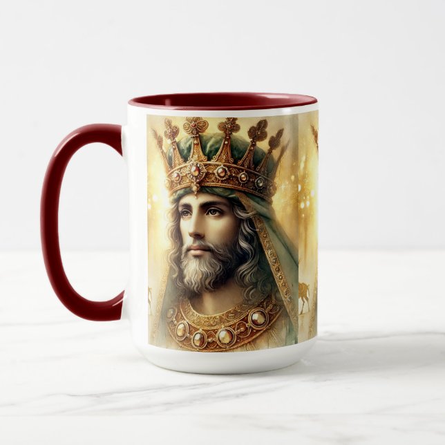 Mug Elégante aquarelle d'un roi sage (Gauche)