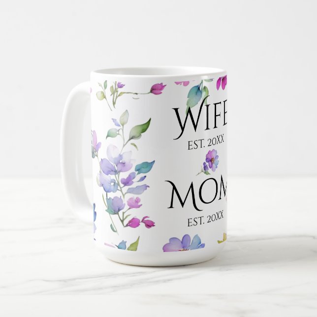 Mug Elégante aquarelle fleurie fleur sauvage maman épo (Devant gauche)