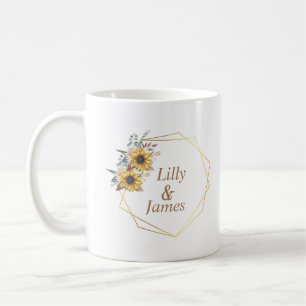 Mug Elégante Aquarelle Jaune Sunflower Sunny