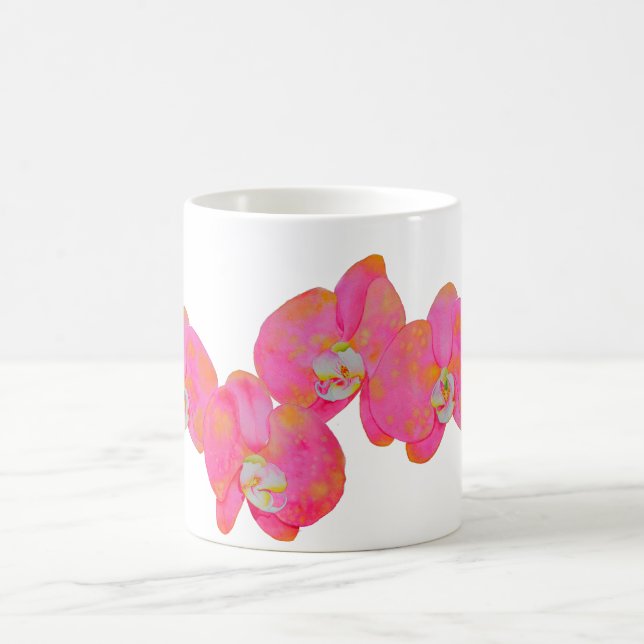 Mug Elégante aquarelle rose Orchidée peinture (Centre)