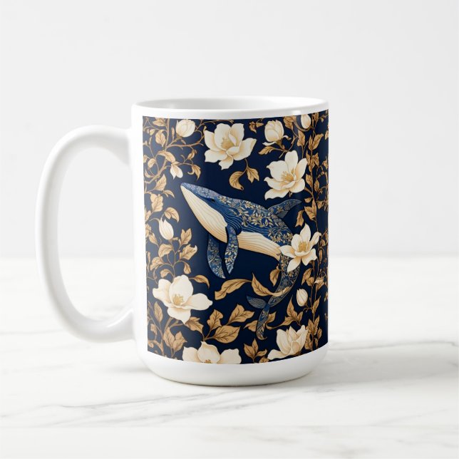 Mug Elégante Baleine Bleue William Morris Inspiré Flor (Gauche)