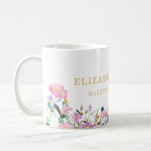 Mug Élégante Beauté Florale Rayée Artiste Cheveux et M