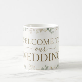 Mug Élégante Bienvenue Florale Aquarelle Mariage Accue