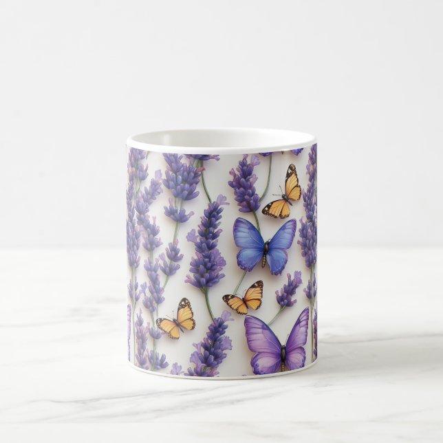 Mug Elégante conception papillon et lavande (Centre)