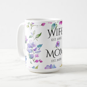 Mug Elégante couleur rose violet fleur sauvage maman