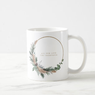 Mug Elégante couronne de Noël Eucalyptus Pampas Grass