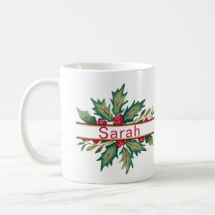 Mug Élégante couronne de Noël Nom de Noël
