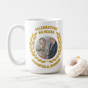 Mug Élégante couronne d'or photo 60e anniversaire de M