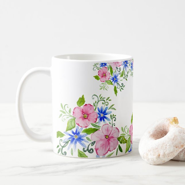 Mug Elégante décoration florale motif (Avec donut)
