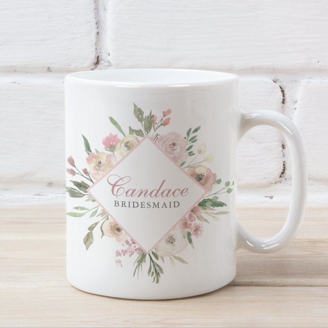 Mug Élégante demoiselle d'honneur de printemps Floral  (Créateur téléchargé)