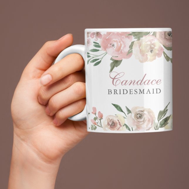Mug Élégante demoiselle d'honneur personnalisée rose p (Créateur téléchargé)