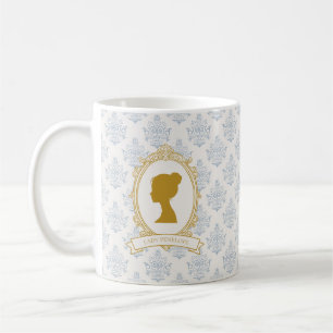 Mug Élégante douche de mariée en damas bleu et or