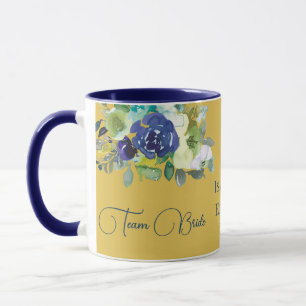 Mug Élégante Équipe de Mariée Fleurie Rose Aquarelle N