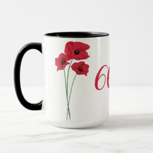 Mug Élégante et moderne Rouge Floral 60e anniversaire 