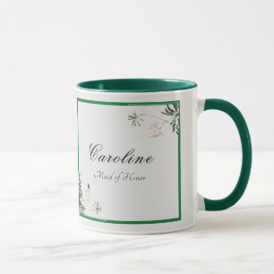 Mug Élégante femme de chambre en fleurs rose botanique