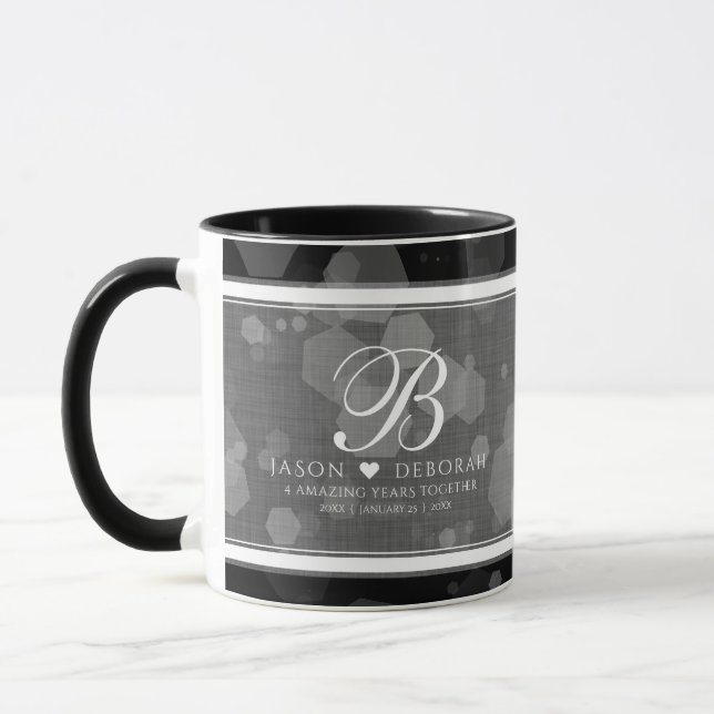 Mug Élégante fête du 4e anniversaire du Mariage de lin (Gauche)