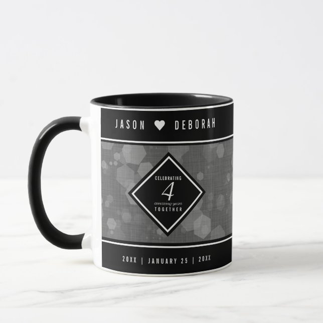 Mug Élégante fête du 4e anniversaire du Mariage de lin (Gauche)