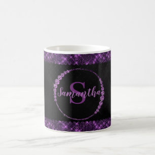 Mug Élégante fille élégant violet monogramme noir