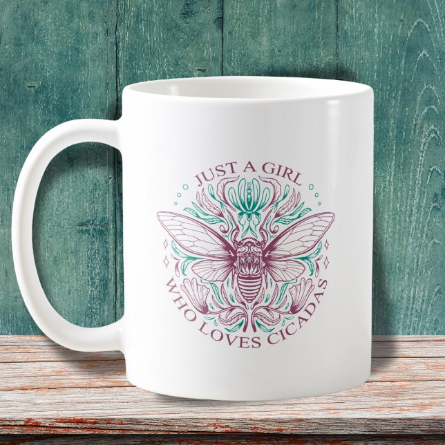 Mug Élégante fille qui aime Cicadas Line Citation d'ar (See the collection for other matching items for the 'Girl Who Loves Cicadas'!)