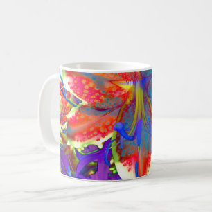 Mug Élégante fleur rouge rétro abstraite