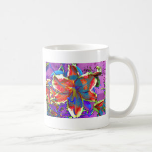 Mug Élégante fleur rouge rétro abstraite
