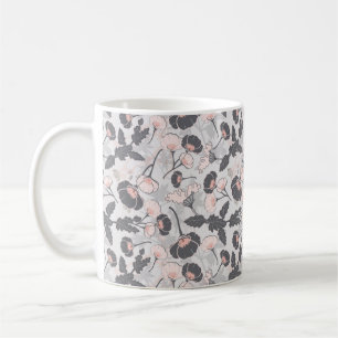 Mug Élégante Fleurs en gris rose féminin