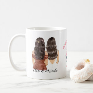Mug Elégante Floral Chic Brunette Bridesmaid Propositi