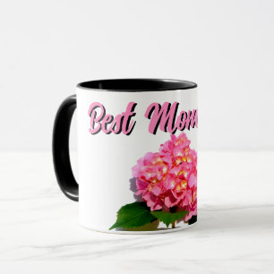 Mug Elégante florales roses hydrangée rose