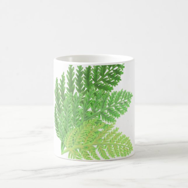 Mug Élégante fougères vertes feuilles de bois (Centre)