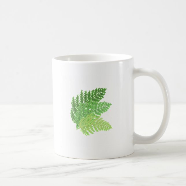 Mug Élégante fougères vertes feuilles de bois (Droite)