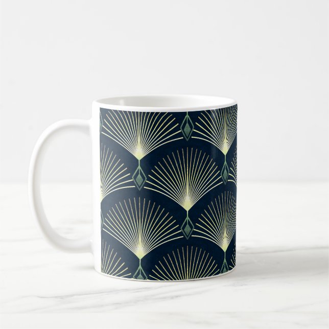 Mug Elégante Géométrie : Bleu Art Déco. (Gauche)