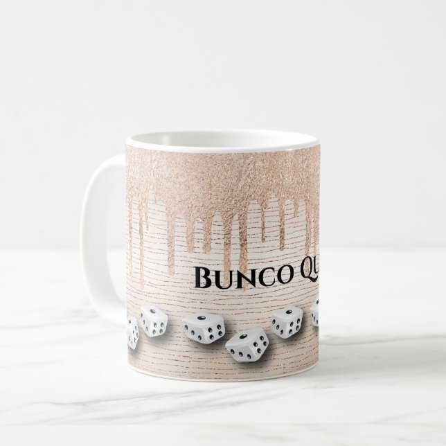 Mug Élégante Girly Sparkle Dice Bunco Monogramme (Devant gauche)