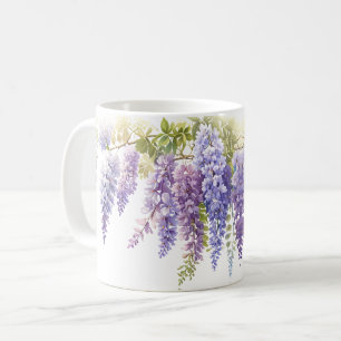 Mug Elégante glycine d'aquarelle violette florale